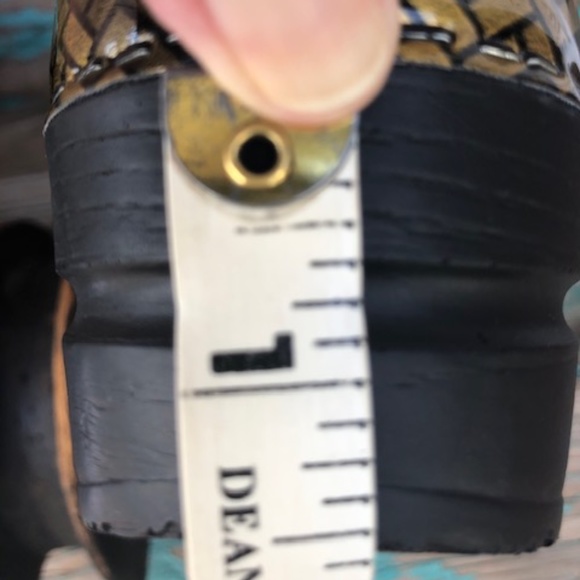 Women's Sanita Bronze, Gold & Black Patent Leather Danish Clogs Size 38 - Picture 4 of 5